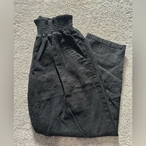 Emme Everyday Transitional Smocked Linen Pant Maternity black size M